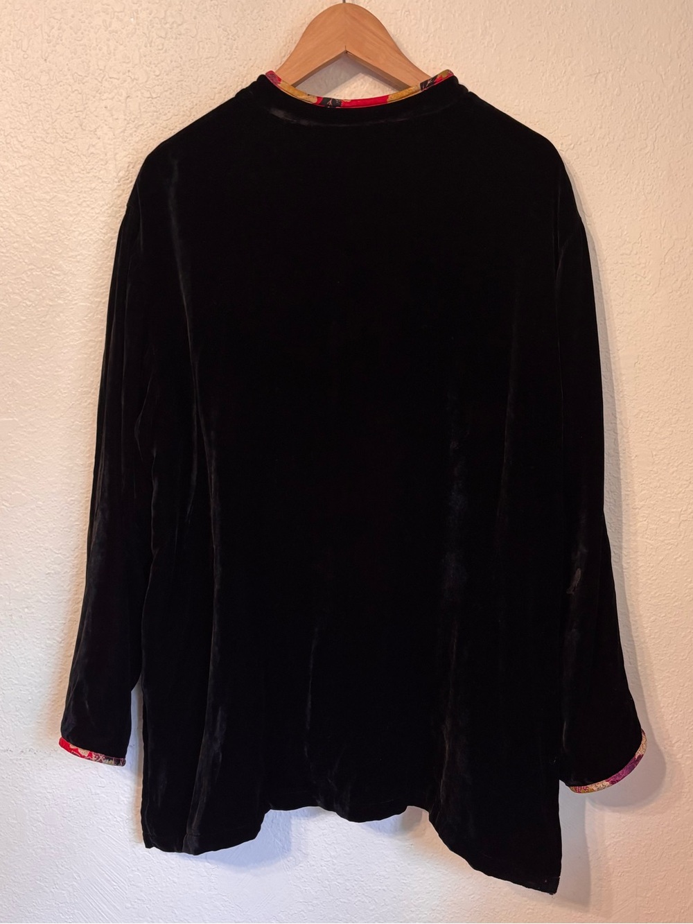 Vintage Chico's Velvet Mandarin Collar Silk Lined Jacket XL - Picture 5 of 5